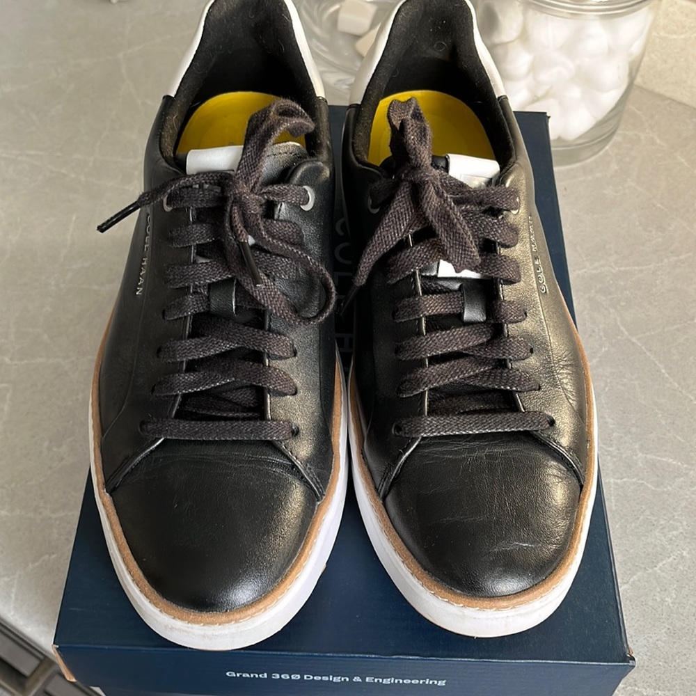 Cole Haan GP Topspin Sneaker. Black and White Leather